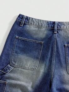 Quần short denim nam thời trang, rách gấu, túi xéo. - Màu xanh lam - Xem 5