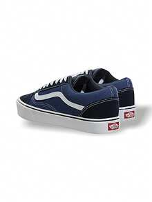 Vans Giày thể thao unisex thoáng khí, thấm mồ hôi, nhẹ, màu trơn, đa năng, có logo, dễ giặt, thích hợp cho thể thao, học đường và hàng ngày, màu xanh navy và trắng VNOA2Z5WIVF - Màu xanh / trắng - Xem 4
