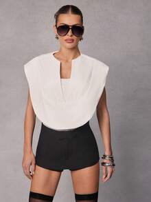 Hauture 女士纯色修身弹力短裙 - 黑色 - 查看 3