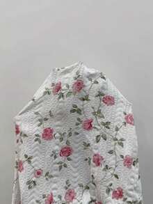 CottageSlumber Romantic Rose Print Decor Bow Tie Fitted Camisole & Shorts Pajama Set - White - View 8