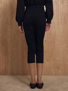 MUSERA Fitted Mid Waist Capri Trousers Coord Bottoms Only Winter NewYear Cute Sexy Going Out Evening Party Accented Valentines Day - Black - View 4