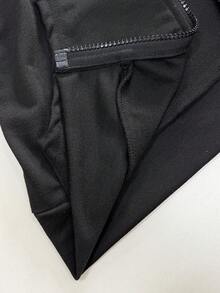 StreetHx Petite Women's Fashionable Pink Printed Hooded Short Sleeve Sweatshirt - Black - View 7