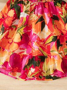 SHEIN Young Girl Ditsy Floral Pleated Casual Camisole Dress - Multicolor - View 6