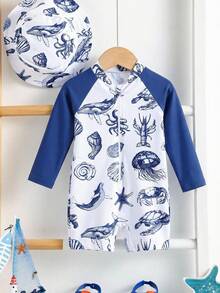 LMoss Kids LMoss   Baby Boys' Long Sleeve Stand Collar Zipper One-Piece Swimsuit - Multicolor - View 3