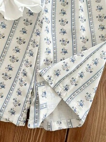 SHEIN 女婴可爱碎花吊带背心和裤子套装，夏季假期 - 彩色 - 查看 4