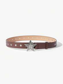 Maija Women's Western Style Five-Pointed Star Waist Belt, Suitable For Dresses - Coffee - View 2
