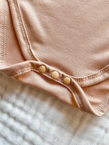 SHEIN Vintaside Kids 4pcs/Set Baby Boy/Girl Cute Knitted Elastic Striped Short Sleeve Rompers, Basic Bodysuits, Spring/Summer - Multicolor - View 6