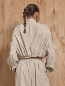 MUSERA 高领纽扣袖泡泡下摆外套套装上衣（仅上衣）冬季新年可爱性感外出晚宴派对点缀情人节 - 奶油色 - 查看 4