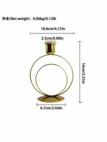 Cirelle Geometric Candle Holder - Metal Wedding & Ramadan Centerpiece, Light Luxury Table Decor For Eid & Anniversary Gift - Gold - View 12