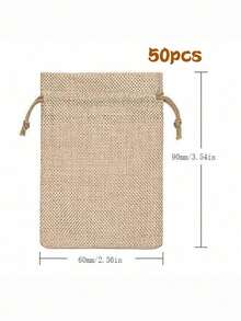 50pcs 10x14cm Yellow Burlap Bags With Drawstring, Linen Jute Sack, Hessian Cloth Pouches For Jewelry, Diy, Arts & Crafts, Weddings, Parties - Khaki - View 11