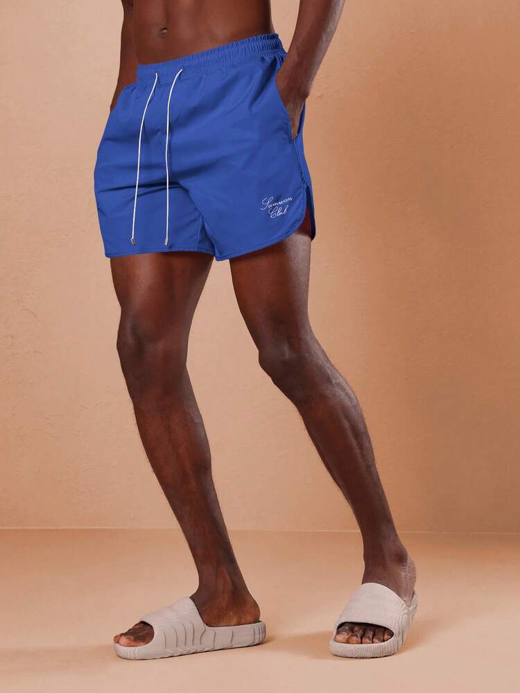 Regular Fit Swim Shorts With Curved Hem