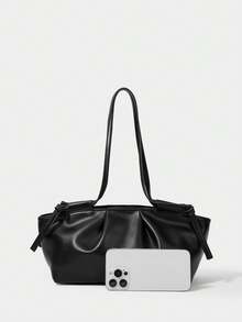 SHECARRY Geantă de umăr din PU cu design la modă, cu design de nor, geantă de mână de înaltă calitate pentru navetiști, geantă nouă plisată pentru femei