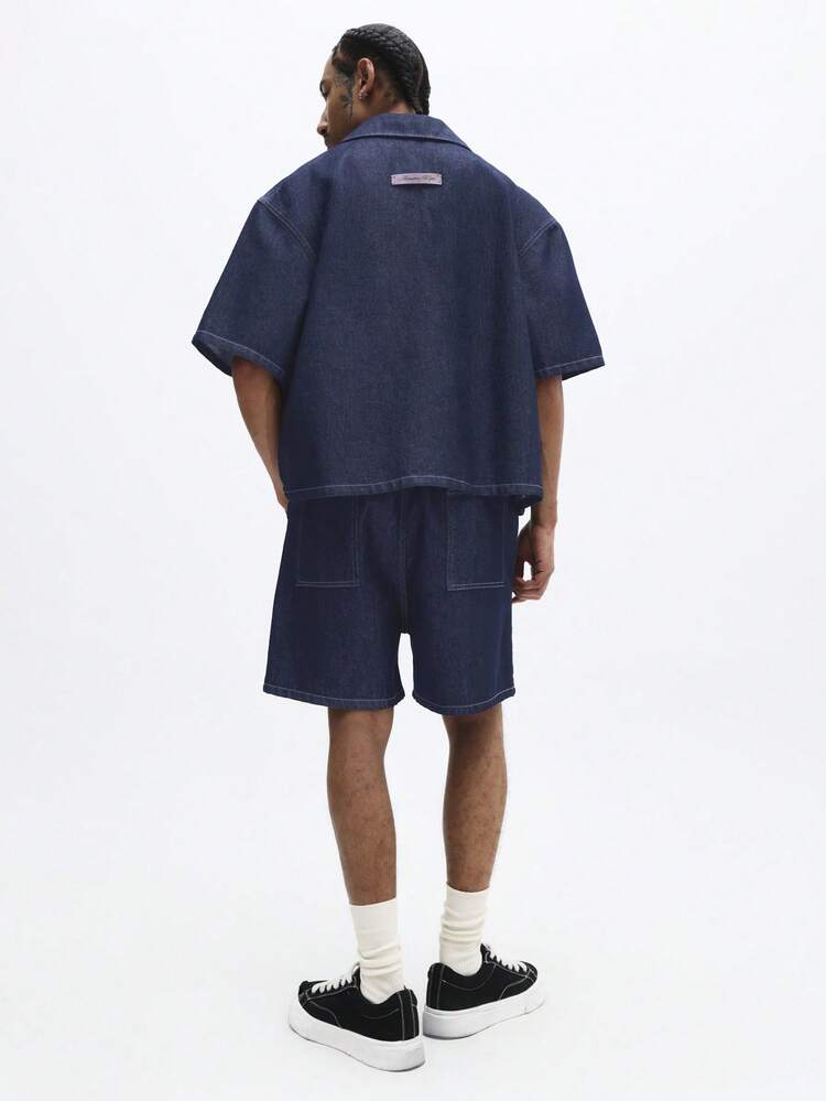 Denim Shirt And Shorts Set