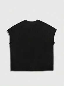 ROMWE MEN Street Life Men's Hip Hop Rhinestone Embellished Tank Top - Black - View 2