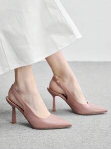 CUCCOO BIZCHIC Tacones altos de punta abierta, zapatos casuales de primavera para vacaciones de primavera, Pascua y Navidad - Rosa vieja - Ver 5