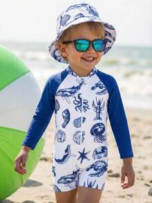 LMoss Kids LMoss   Baby Boys' Long Sleeve Stand Collar Zipper One-Piece Swimsuit - Multicolor - View 5
