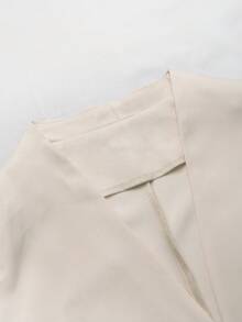 Franclia Conjunto de 2 piezas para mujer talla grande, blanco, otoño, elegante, traje casual de negocios para invitada de boda, vestido mini sin mangas con cuello redondo y cuentas & chaqueta blazer, albaricoque - Albaricoque - Ver 5