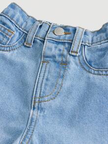 SHEIN Baby Boys' Street Cool Washed Camo Cargo Pocket Loose Fit Denim Jeans,Casual And Versatile For Baby Boys Fall/Winter Clothes - Dark Wash - View 3