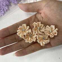 30Pcs/Set Solid Color Garment Decoration Excipient, Cute Fabric Rhinestone Decor Flower Design DIY Jewelry Accessory For Sewing - Beige - View 10