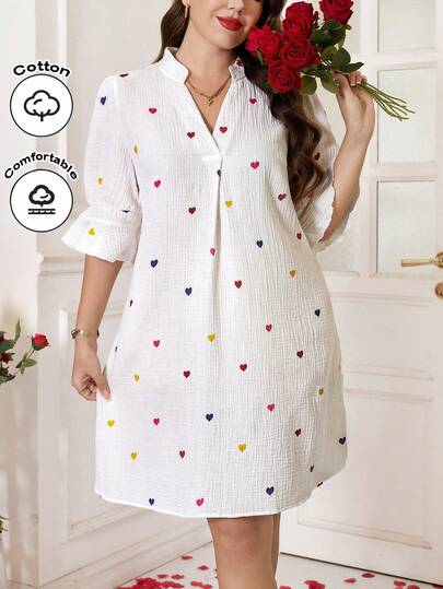 SHEIN Clasi Plus Size Summer Casual Heart Print Notch Neck Dress Valentine's Day Valentine Outfits For Women Valentine Clothes Valentine's Day Outfit Birthday Dresses For Women Birthday Outfits For Women Spring Outfits For Women Spring Outfit Women Spring Break Outfits Summer Outfits For Women Summer Clothes Summer Vacation Outfits Summer Outfits For Woman Summer Clothes Women Elegant Dresses For Women Elegant Dress For Women Elegant Dresses For Party Elegant Dress Women Heart Dresses Flower