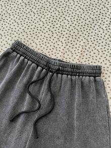 SHEIN 两件套少女黑色雪花刺绣纽约文字罗纹针织吊带连体衣和休闲复古雪花宽松裤套装 - 灰色 - 查看 4