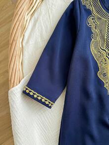 Newborn Baby Boy Cute Gold Pattern Romper, Autumn/Winter - Multicolor - View 7