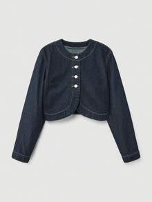Maija Áo cánh denim dài tay thường ngày màu trơn dành cho nữ - Rửa tối - Xem 3