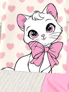 两件套女童休闲可爱猫咪、蝴蝶结、爱心图案印花T恤和打底裤套装，适合春、夏、秋季日常穿着，舒适百搭。 - 彩色 - 查看 5