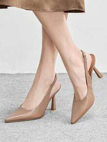 CUCCOO BIZCHIC Pointed Toe Open-Back Pumps High Heels, Casual Spring Shoes Spring Break Easter For Christmas Spring Shoes - Maroon - View 3