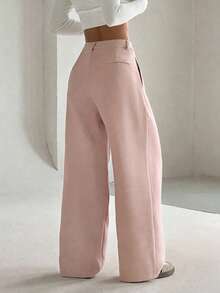Flirla Women's High-End Elegant Slimming Casual Wide Leg Pants Fall Cloth For Women - Pink - View 2