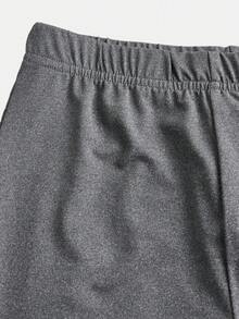 SHEIN Girlism Bộ 2 món cho bé gái tuổi teen: Áo quây nhún bèo dáng bất đối xứng và quần ống loe. - Xám - Xem 5