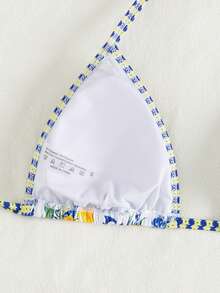 Bonvoyette 女士甜柠檬印花吊带比基尼上衣，适合海滩音乐节 - 彩色 - 查看 4