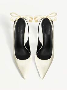 CUCCOO CHICEST Giày cao gót mũi nhọn, đế thấp, gót mảnh, quai sau đính nơ, hở gót, kiểu dáng thanh lịch và thoải mái cho nữ, thích hợp cho các buổi tiệc tối mùa xuân/thu, màu đen, dịp Giáng sinh. - Rượu sâm banh - Xem 8