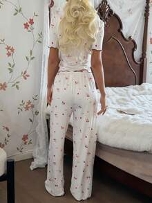 CottageSlumber Bộ đồ ngủ dệt kim ren in hình quả anh đào - Nhiều màu - Xem 2