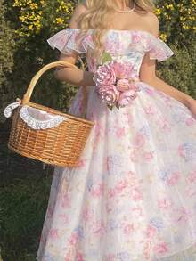 SHEIN MOD 女士印花露肩优雅连衣裙 - 彩色 - 查看 2