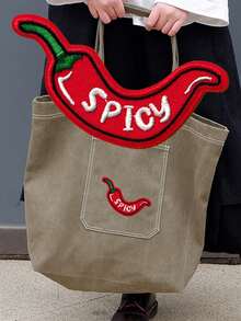 1 PC Standard Size Strong Adhesive Easy Iron On Red Chili Fun Embroidery Patch DIY Decorative Patch For Clothes Backpack Jeans Repair Fashion Personalized Patches Adult Use All Year Daily Wear Creative Customization - Red - View 4