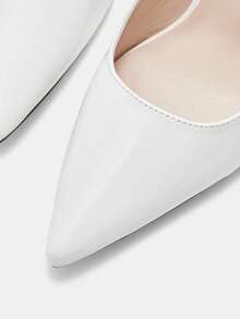 CUCCOO CURVES Women Shoes Wide Fit Fashion Pointed Stiletto White Back Strap Simple Classic Daily Comfort Fattened High Heel Women's Shoes Plus Size Valentine's Day - White - View 4