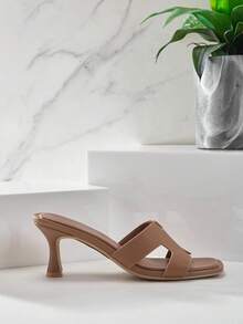 SHUZIA Women's Cut-Out Fashionable Comfortable Slide Heeled Sandals - Olive Green - View 6