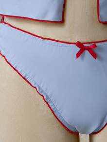 Bellisia Women's Summer Beach Frill Trim Tie Front Camisole Tankini Swimsuit Set - Multicolor - View 8