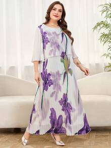 Reflora 大码优雅通勤印花连衣裙 - 彩色 - 查看 4