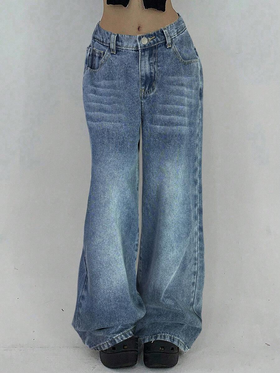 SHEIN Tween Girls' Light-Colored Casual Jeans - Light Wash - View 1