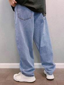 GALLERY FADE Plus Size Men's Fashion Flared Jeans Baggy Denim - Medium Wash - View 2