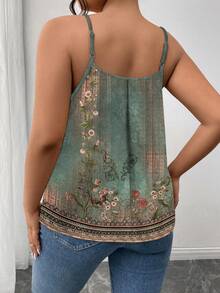 SHEIN Frenchy Plus Size Elegant Casual Camisole, Suitable For Summer Spring - Green - View 2