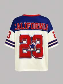 Tween Girls' Numeric Print V-Neck Loose T-Shirt And Shorts 2 Pieces Set, Casual Everyday Outfit - Multicolor - View 7