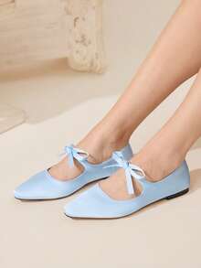 CUCCOO CHICEST Sapatos Casuais Confortáveis de Bico Fino com Detalhe de Fivela em Cor Sólida, Novos para Primavera-Outono, Sapatos de Primavera, Férias da Primavera, Páscoa - Azul bebê - Visão 5