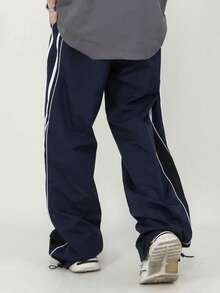 Manfinity Sport Corelite Men's Casual Sports Pants With Strap Design And Small Prints, Comfortable And Versatile