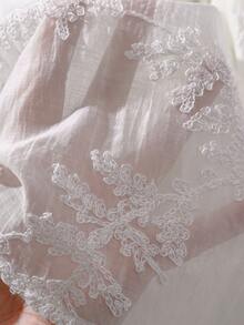 Lyxana Abito elegante da donna con collo rotondo, in Tencel, con vita arricciata e ricamo - Bianco - Visualizzare 7