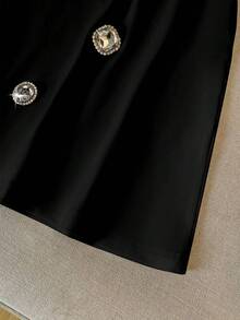 GlowEve 女士水钻装饰圆领短袖上衣和迷你裙两件套 - 黑色 - 查看 3