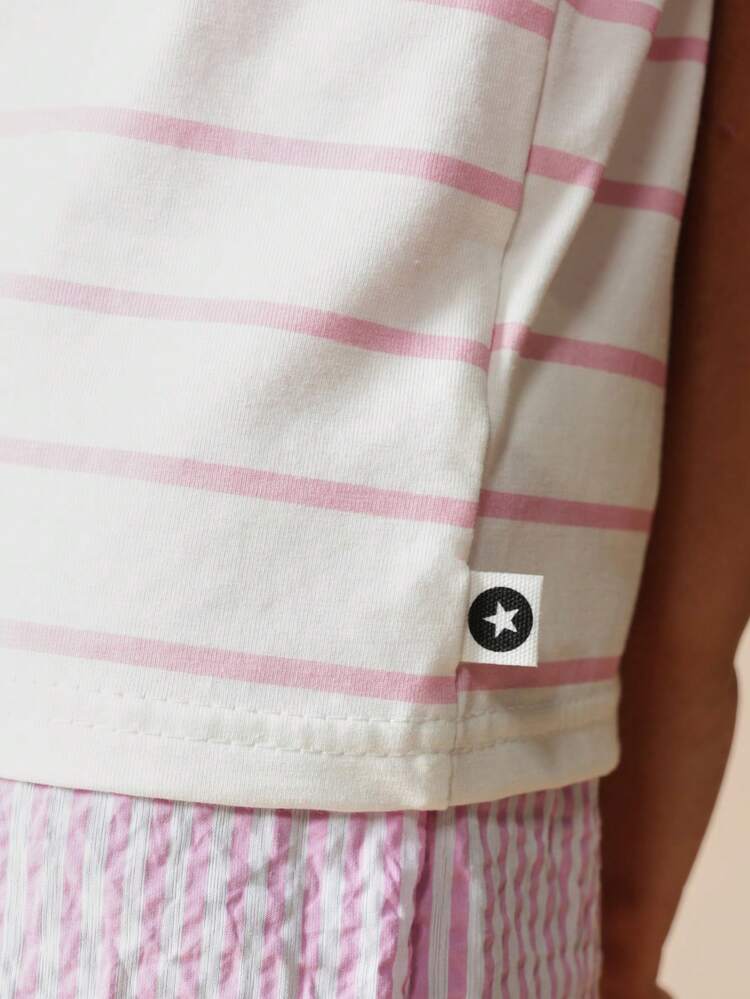 Striped Tee And Wide Leg Pants Set