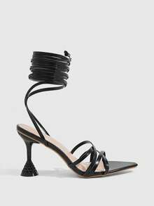 CUCCOO SZL 女士尖头绑带高跟凉鞋 - 黑色 - 查看 2